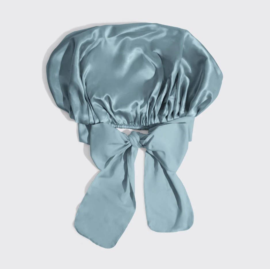 Adjustable Oversized Satin Bonnet- Haze Blue